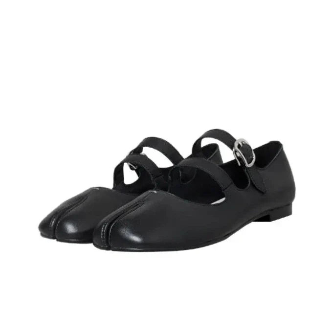 Leren Split Toe Flats
