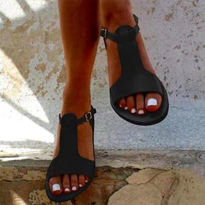 Dames Klassieke Zachte Gesp Platte Sandalen
