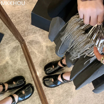 Leren Split Toe Flats