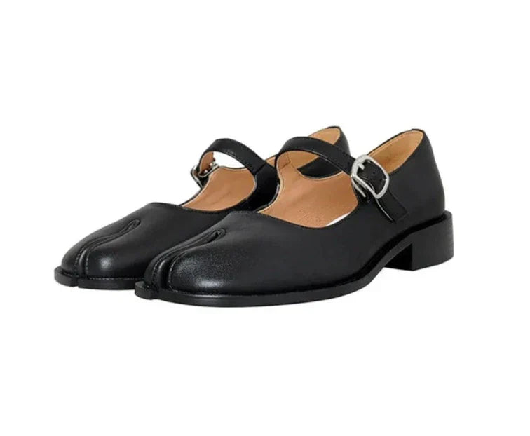Leren Split Toe Flats