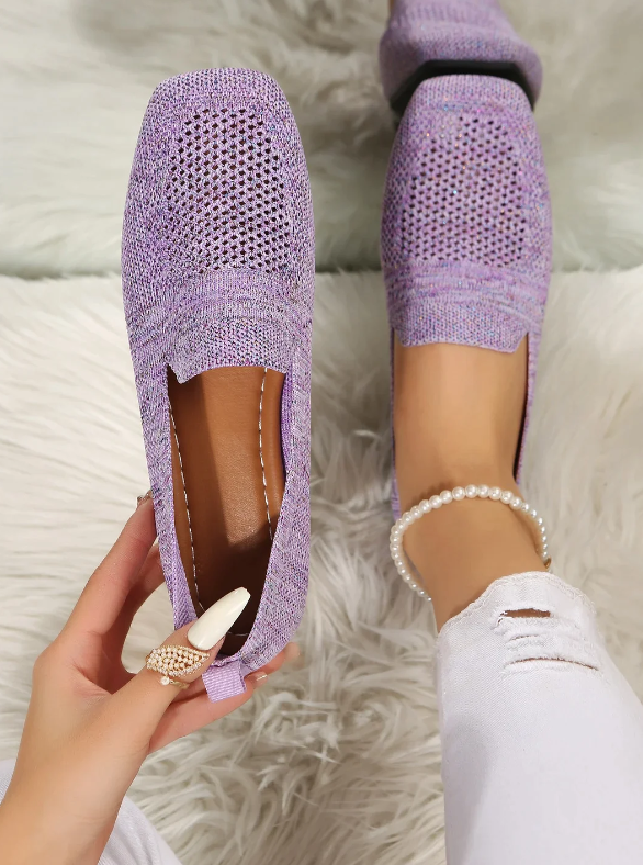 Platte damesschoenen van ademend netmateriaal