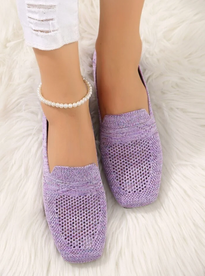 Platte damesschoenen van ademend netmateriaal