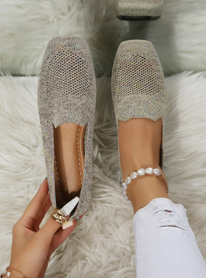 Platte damesschoenen van ademend netmateriaal