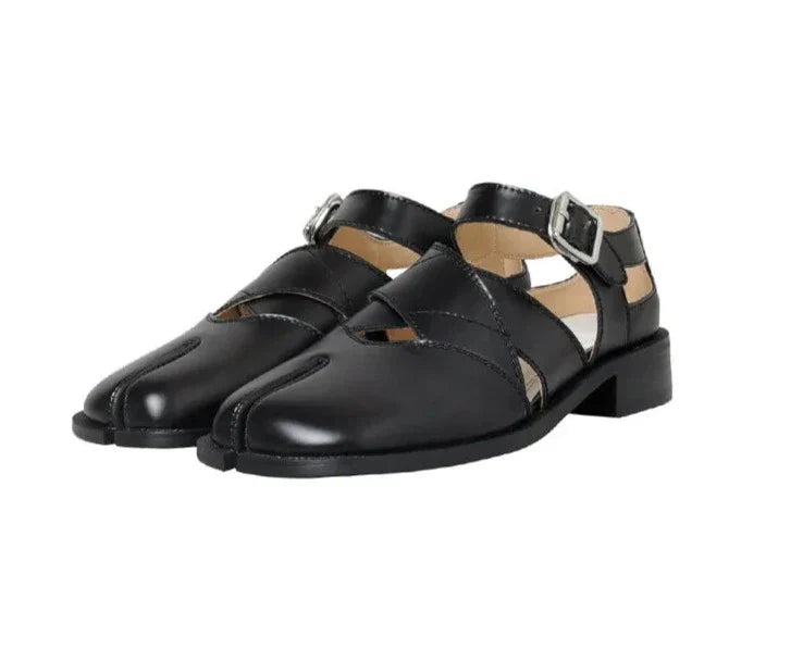 Leren Split Toe Flats