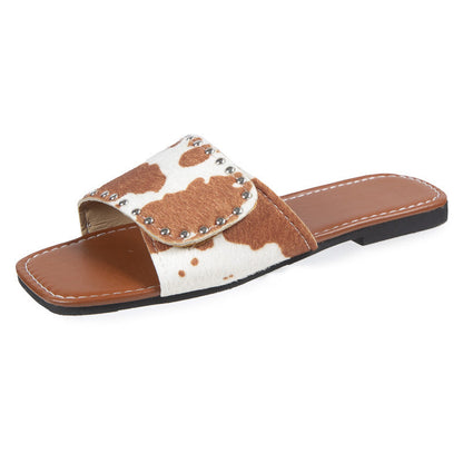 Dames Peep Toe Sandalen in dierenhuidstijl