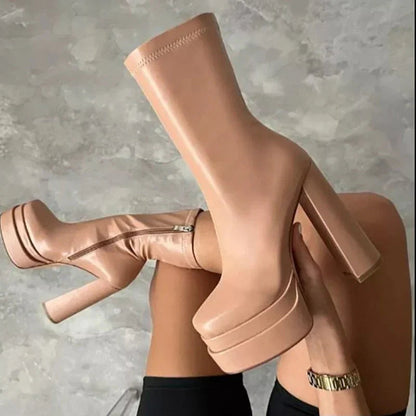 Matilda® | Leather Boots With Thick Heels.