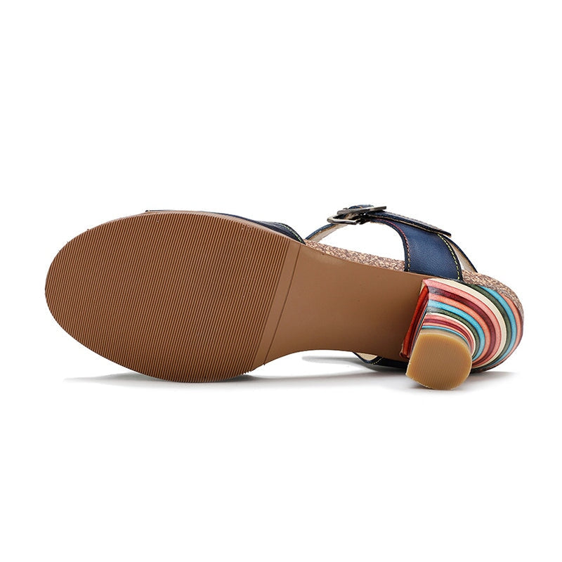 Kleurrijke blokhak sandalen in Boheemse stijl
