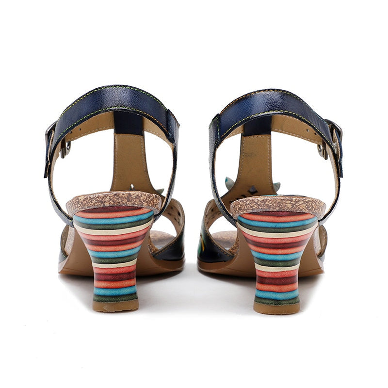 Kleurrijke blokhak sandalen in Boheemse stijl