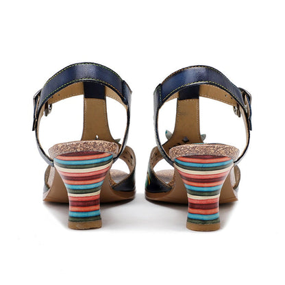 Kleurrijke blokhak sandalen in Boheemse stijl