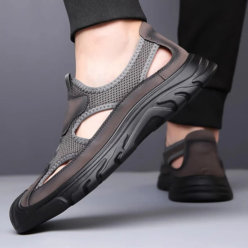 Sandalen van netleer voor heren