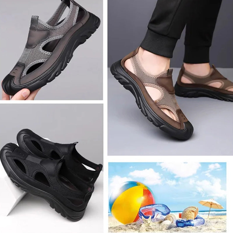Sandalen van netleer voor heren