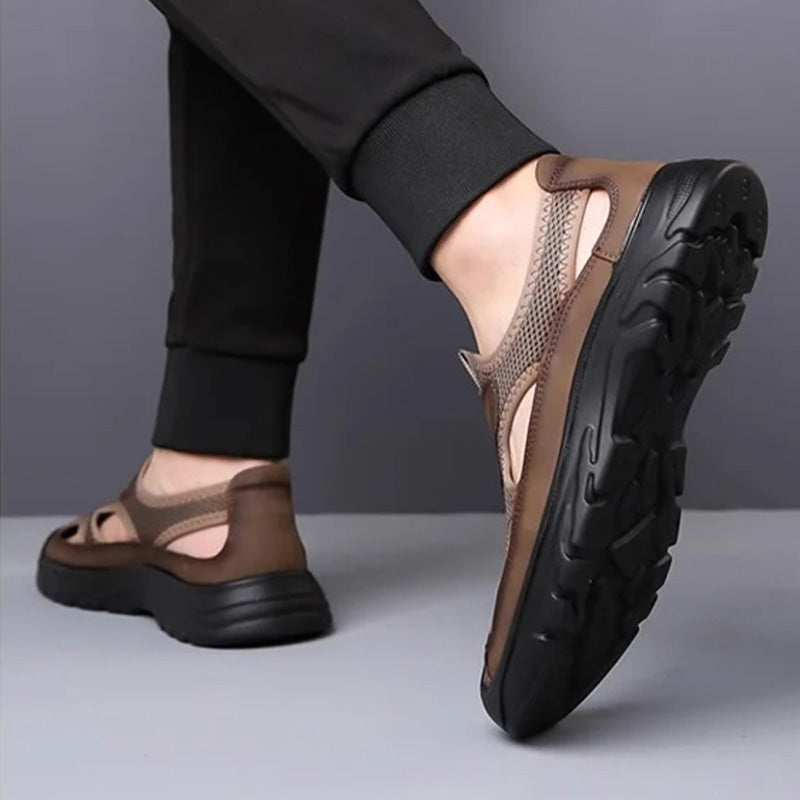 Sandalen van netleer voor heren