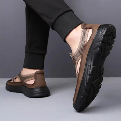 Sandalen van netleer voor heren