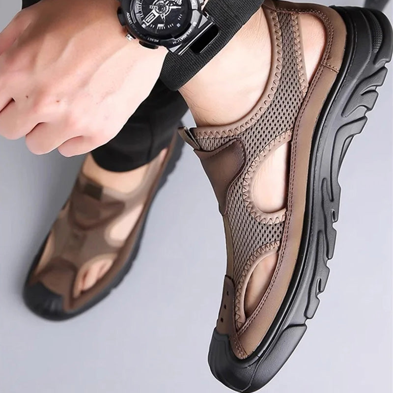 Sandalen van netleer voor heren