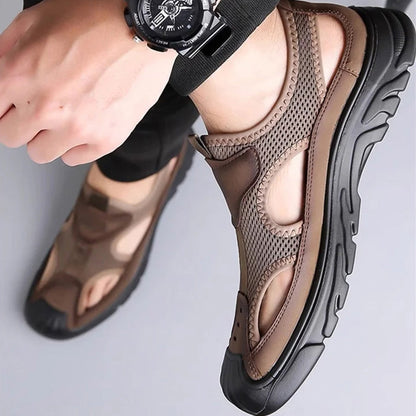 Sandalen van netleer voor heren