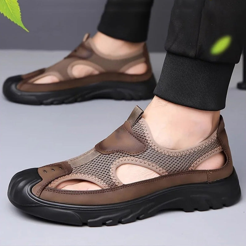 Sandalen van netleer voor heren