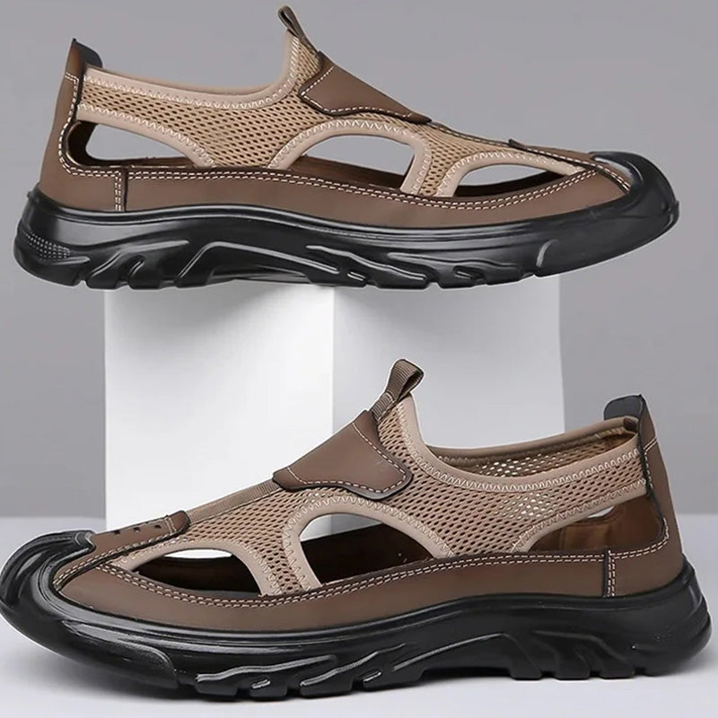 Sandalen van netleer voor heren
