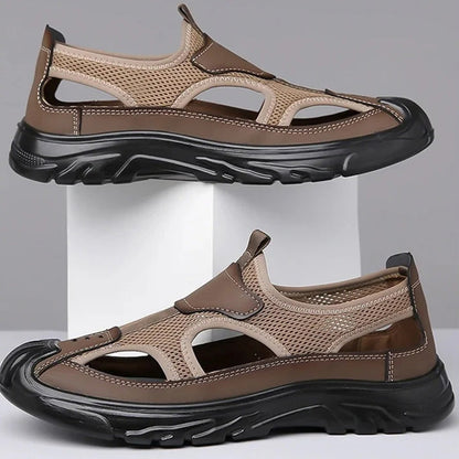 Sandalen van netleer voor heren