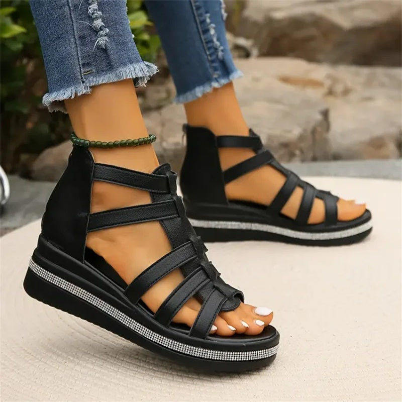 Wedge Sandalen met bergkristallen