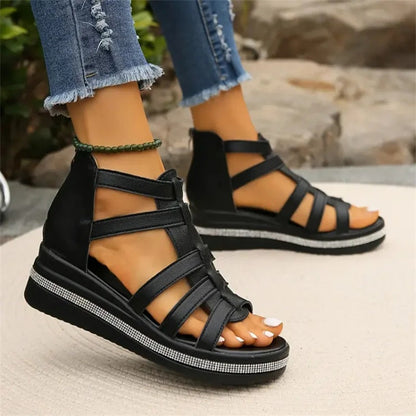 Wedge Sandalen met bergkristallen