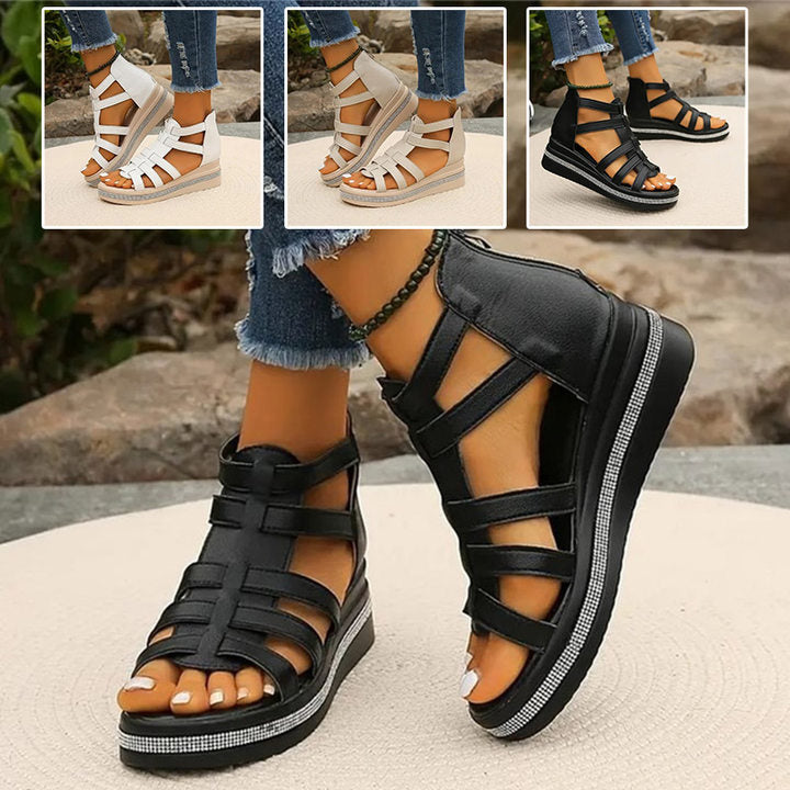 Wedge Sandalen met bergkristallen