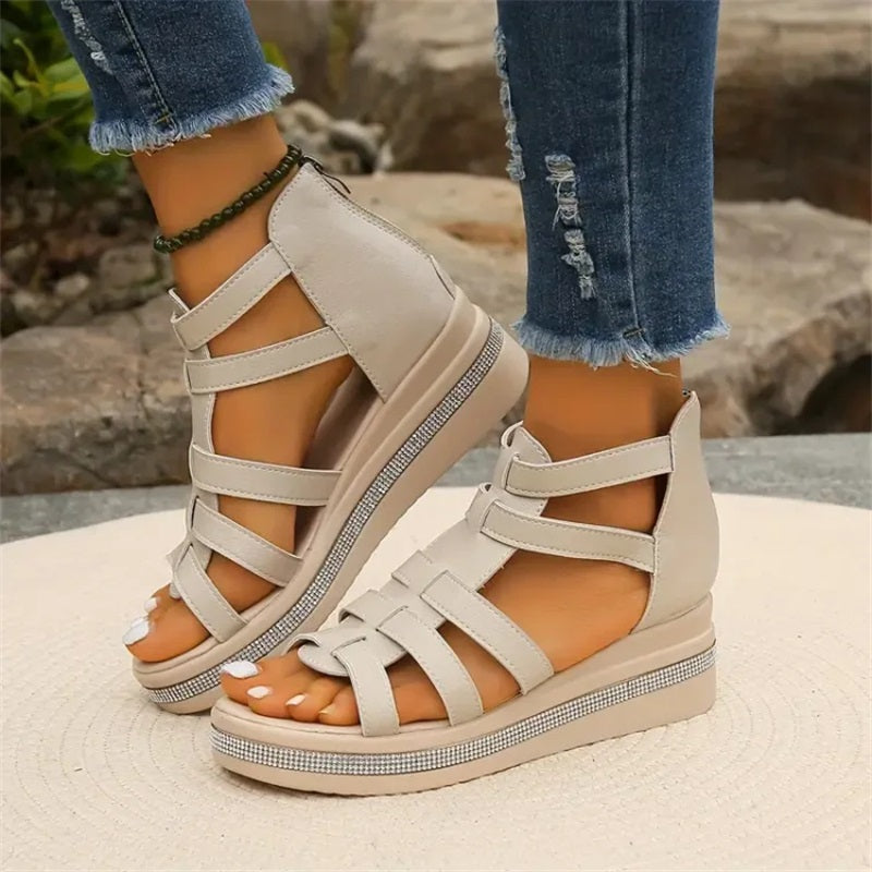 Wedge Sandalen met bergkristallen