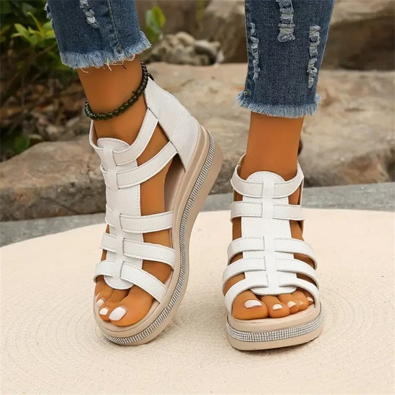 Wedge Sandalen met bergkristallen