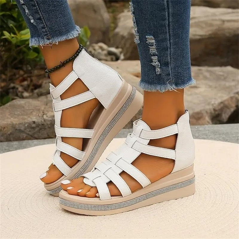 Wedge Sandalen met bergkristallen