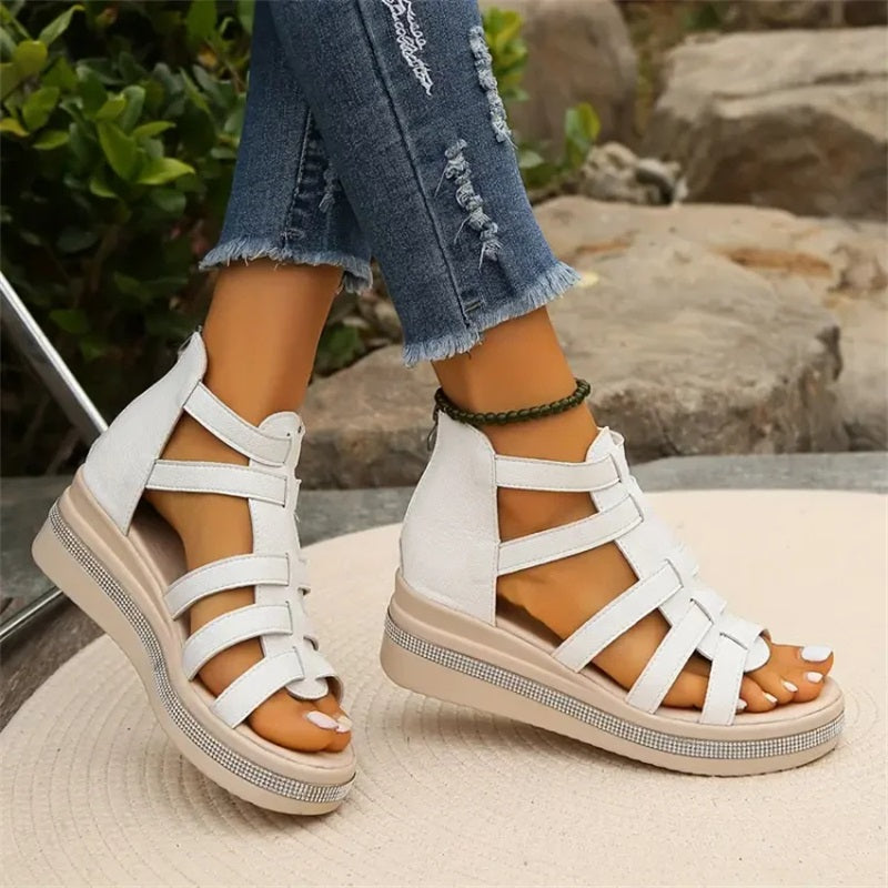 Wedge Sandalen met bergkristallen