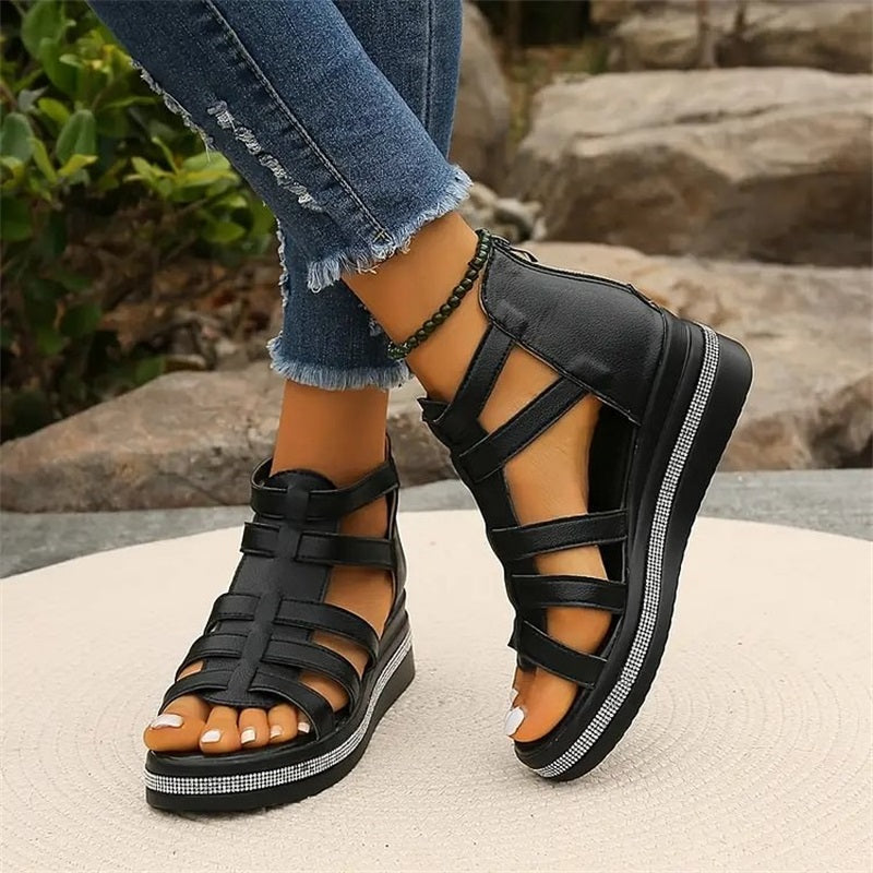 Wedge Sandalen met bergkristallen