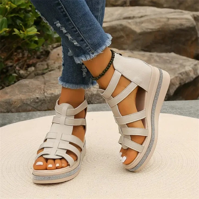 Wedge Sandalen met bergkristallen