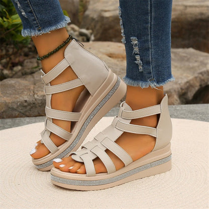 Wedge Sandalen met bergkristallen
