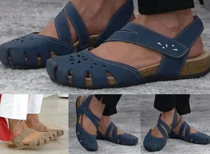 Summer Women Orthopedic Open Toe Sandals Vintage Anti-slip Breathable Leather Casual Female Platform Retro Shoes Sandals Aiertu